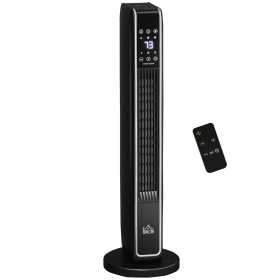 2-In-1 Portable Electric Tower Heater, Oscillating Space Heater for Indoor Use with Remote Control, 8H Timer, Three Heating Modes(High, Low, Fan), 75