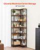 VEVOR 7 Tier Corner Bookshelf, 79" Tall Corner Bookcase with Heavy Duty Metal Frame & Wooden Shelves, Industrial Reversible L Shaped Corner Display S
