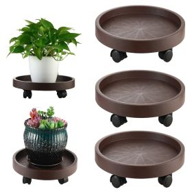 8 Pack Plant Caddy with Wheels Heavy Duty 12.2 Inch Plant Dolly with Locking Casters Rolling Plant Stand for Indoor Outdoor, Brown