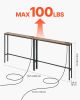 VEVOR Narrow Console Table, 2 Pack Behind Couch Table with Power Outlets, 1-Tier Long Entryway Table, Narrow Sofa Table with Metal Frame and Charge S