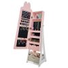Pink rabbit-themed MDF cabinet with spray paint finish, 1 door and 1 drawer, children's jewelry and mirror cabinet