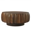 Round Solid Wood Carved Coffee Table with Elegant Sculptural Design