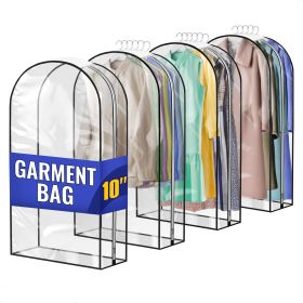4 Pcs Clear Garment Bags for Hanging Clothes Dust Proof Suit Bags for Closet Storage 40 x24 x10 inch with Zipper Sides Designed for Travel & Organiza