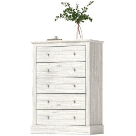 31" Wide Farmhouse Chest of Drawers with 5 Drawers, Dresser for Bedroom with Wood Top for Living Room, Dirty Oak