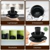Black Dinnerware Set for 4, 16 Pack Plastic BPA-Free Dinner Plates, Salad Plates, Cereal Bowls, Cups, Unbreakable Plates and Bowls Sets, Microwave an