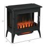 24" Black Free Standing Electric Fireplace, Electric Fireplace Heater with Realistic Fake Fire