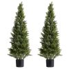 VEVOR Artificial Topiary Cedar Trees, 48 inch 2 Set Faux Pine Shrubs Plants, Fake Silk Tree Look Real, Easy Assembly for Decor Front Porch Outdoor Pa