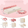 12-Piece Modular Kids Sofa All-Sponge Design Free Combination Pink & White Colorblock Corduroy Fabric