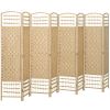8 Panel Folding Room Divider Portable Privacy Screen Wave Fiber Room Partition for Home Office Natural