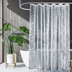 Clear Pebble Shower Curtain Liner 3D Transparent EVA Bathroom Curtain Liner Plastic Waterproof Shower Partition 71x71 Inches with Grommet Eyelets and