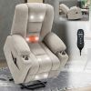 Power Lift Recliner Chair with Massage and Heat for Elderly, Overstuffed Wide Recliners, Heavy Duty Motion Mechanism with USB and Type C Ports, 2 Ste