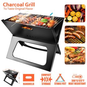 Portable Charcoal Grill - Mini BBQ Grill - Small Table Top Charcoal Grill for Camping, Outdoor Cooking - Foldable Camping Grill for Picnics, Tailgati