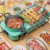 Electric Hot Pot with Grill,1600W 3-in-1 Smokeless Raclette Table Grill for Kitchen, Barbecue Shabu Hot Pot with Non-Stick Cooking Removable Plate, D