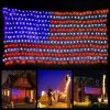 1PC American Flag Net Light; Outdoor Waterproof Mesh Lights; LED String Light; Multicolor Lights For Garden Wedding Backdrop Party Wall Decor ; Indep