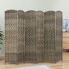 Folding Room Divider Screen 6 Panel 6' Tall Privacy Screen Freestanding Wood Partition for Home Office, Dark Rustic Oak