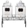 VEVOR Beverage Dispenser, 2 Pack 1.5 Gallon Drink Dispensers for Parties, Glass Juice Dispenser with Metal Stand, Stainless Steel Spigot, Iced Tea Le
