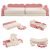 12-Piece Modular Kids Sofa All-Sponge Design Free Combination Pink & White Colorblock Corduroy Fabric