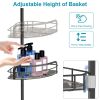 Space-Saving Floor-to-Ceiling Corner Shower Caddy with 4 Adjustable Shelves and Towel Bar - Rustproof Carbon Steel, No-Drill Easy Installation, Ideal