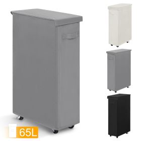 27.6'' Tall & Slim Laundry Hamper with Lid and Wheels Narrow Laundry Basket Collapsible Dirty Clothes Hamper Portable Laundry Storage Bin Oxford (65L