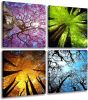 4 Panels Canvas Wall Art Spring Summer Autumn Winter Four Seasons Landscape Color Tree Painting Picture Prints Modern Giclee Artwork Stretched and Fr