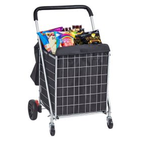 200lb Industrial Folding Cart - Reinforced Grocery Hauler with Removable Bag & 4 Swivel Wheels for Warehouse/Market Use
