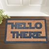 "Hello there"Funny Coir Doormat Hello There Welcome Front Porch Decor Doormat for The Entrance Way Outdoor with Heavy-Duty Non Slip Coconut Coir Door