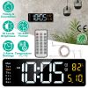 15.7in LED Digital Wall Clock with Remote Control 10 Level Brightness 3 Alarm Settings 12/24Hr Format Timing Countdown Temperature Calendar Display D