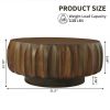 Round Solid Wood Carved Coffee Table with Elegant Sculptural Design