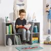 6-Cube Kids Bookcase with Reading Nook, Toddler Storage Cabinet Shelf with Seat Cushion for Playroom Bedroom, 40.5"x12"x23.5", Gray