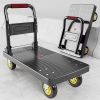 Heavy Duty Folding Utility Cart 600 lbs Load Capacity Reinforced Steel Frame Thick Platform Silent Rubber Wheels Space Saving Trolley for Home Garage