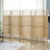 8 Panel Folding Room Divider Portable Privacy Screen Wave Fiber Room Partition for Home Office Natural