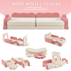 12-Piece Modular Kids Sofa All-Sponge Design Free Combination Pink & White Colorblock Corduroy Fabric
