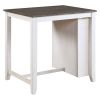 Transitional Design White and Gray Finish 3-piece Pack Counter Height Set Table w Display Shelf USB ports and 2x Counter Height Chairs Fabric Upholst