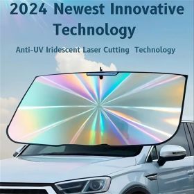 2025 Premium Rainbow Car Windshield Sunshade - 10-Layer UV Blocker with Scratch-Free Handle (55"x31.5")