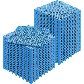 VEVOR Interlocking Tile 50PCS Blue, Drainage Tiles 12" x 12" Splicing, Soft PVC Interlocking Drainage Floor Tiles, Non-Slip Drainage Holes for Restro