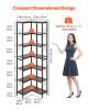 VEVOR 7 Tier Corner Bookshelf, 79" Tall Corner Bookcase with Heavy Duty Metal Frame & Wooden Shelves, Industrial Reversible L Shaped Corner Display S