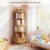 5 Tier Rotating Bookshelf, 360° Display Round Spinning Bookshelf with Wheels, Space-Saving, Small Space Rotating Bookshelf Tower for Bedroom, Living
