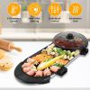 2 in 1 Electric Hot Pot with BBQ Grill Cooker 2200W Smokeless Non-Stick Korean BBQ Grill Shabu Hot Pot with Independent Temperature Control 5 Gears F