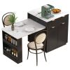 K&K 82.6" Fluted Kitchen Island with Extendable Dining Table for 4-6, Island Table for Kitchen with Power Outlet, Kitchen Table with Double-Side Stor