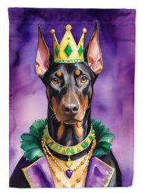Doberman Pinscher King of Mardi Gras Garden Flag Mailbox Flag Decorative Yard Flag Banner Outside Patio Artwork Yard Flower Beds, Garden Size, Multic