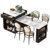 K&K 82.6" Fluted Kitchen Island with Extendable Dining Table for 4-6, Island Table for Kitchen with Power Outlet, Kitchen Table with Double-Side Stor