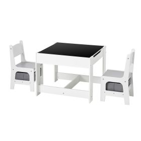 VEVOR Kids Table and 2 Chairs Set, Toddler Table and Chair Set with Storage Space under the Table, Cloth Storage Box under the Chairs, Wooden Desk fo