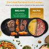 2 in 1 Electric Hot Pot with BBQ Grill Cooker 2200W Smokeless Non-Stick Korean BBQ Grill Shabu Hot Pot with Independent Temperature Control 5 Gears F