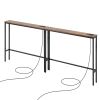 VEVOR Narrow Console Table, 2 Pack Behind Couch Table with Power Outlets, 1-Tier Long Entryway Table, Narrow Sofa Table with Metal Frame and Charge S