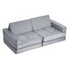 VEVOR Modular Kids Play Couch, Sectional Toddler Sofa with Armrests, 28D Sponge & Short Pile, Convertible Kids Modular Couch DIY Creative Combination