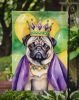 Pug King of Mardi Gras Garden Flag Mailbox Flag Decorative Yard Flag Banner Outside Patio Artwork Yard Flower Beds, Garden Size, Multicolor