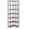 VEVOR 7 Tier Corner Bookshelf, 79" Tall Corner Bookcase with Heavy Duty Metal Frame & Wooden Shelves, Industrial Reversible L Shaped Corner Display S