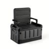 Folding car storage box seat, foldable luggage compartment matte black suitable for family travel, fishing, camping