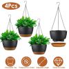 4Pcs 9.64In Diameter Hanging Planter with Drainage Holes Removable Self-Watering Tray Plastic Hanging Flower Plant Pots For Indoor Outdoor Herb Ivy F
