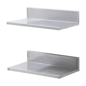 VEVOR 8.6" x 16" Stainless Steel Shelf, Wall Mounted Floating Shelving with Backsplash, 44 lbs Load Capacity Commercial Shelves, Heavy Duty Storage R